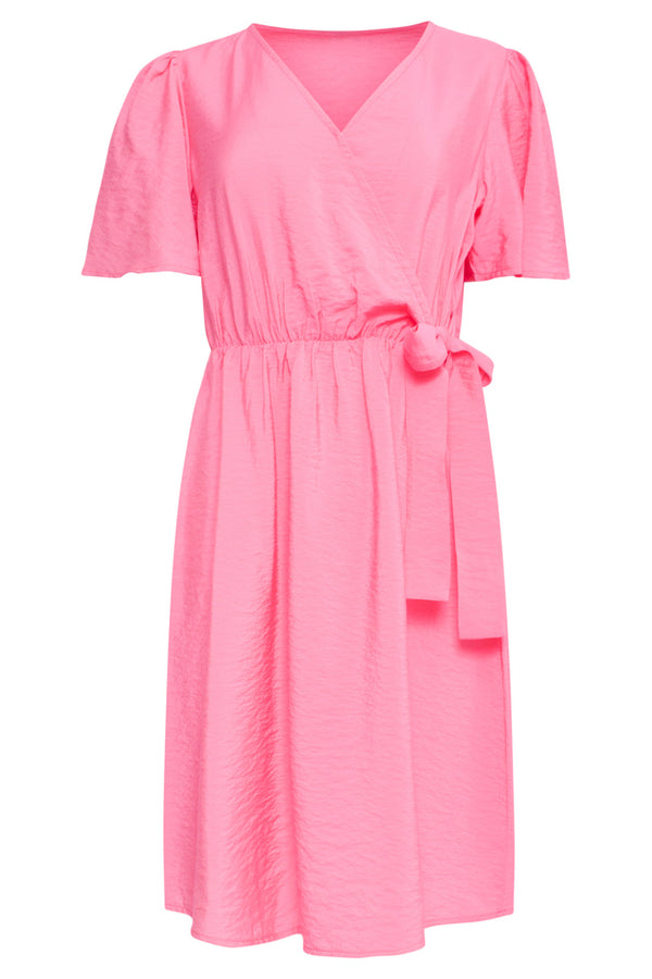 Smashed Lemon 25170 Fuchsia Zomerjurk Met Overlap V-Hals | Pink