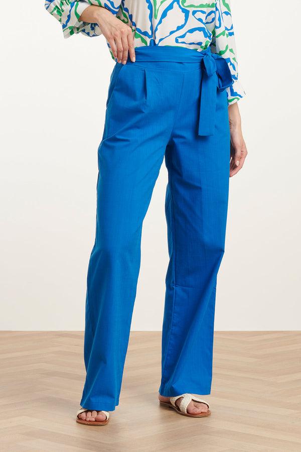 Smashed Lemon 25177 Cobalt Linnen Broek | Cobalt Blue