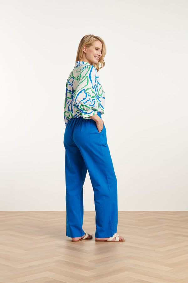 Smashed Lemon 25177 Cobalt Linnen Broek | Cobalt Blue