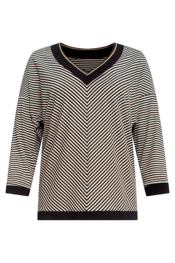 Smashed Lemon 25179 - Top Met Chevron Streepprint | Black-Gold