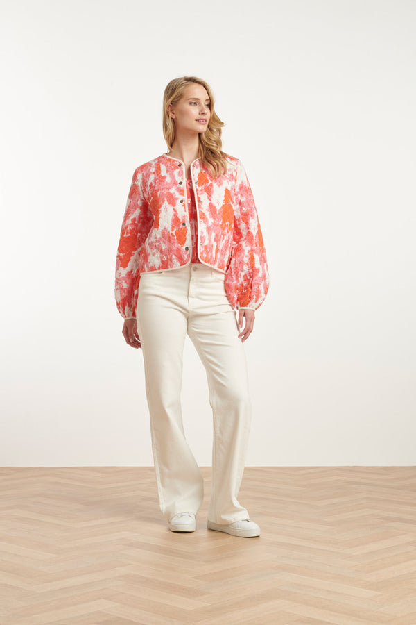 Smashed Lemon 25182 Gequilt Jas Met Abstracte Verfspattersperzik | Muticolour