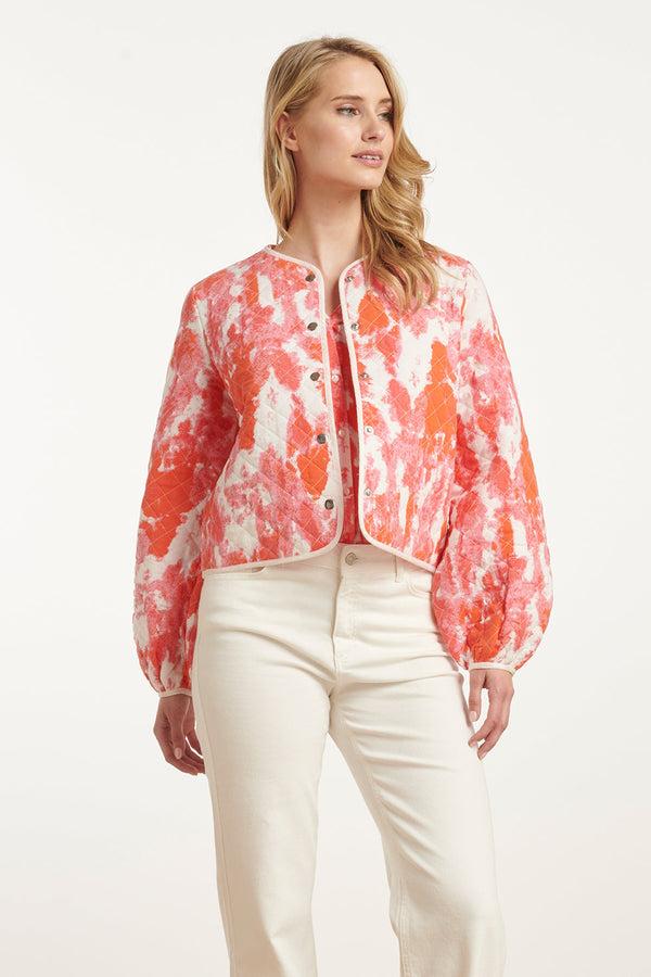 Smashed Lemon 25182 Gequilt Jas Met Abstracte Verfspattersperzik | Muticolour