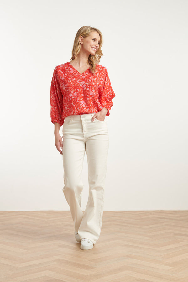 Smashed Lemon 25186 Baby Bloemenprint Top | Red-Multicolour