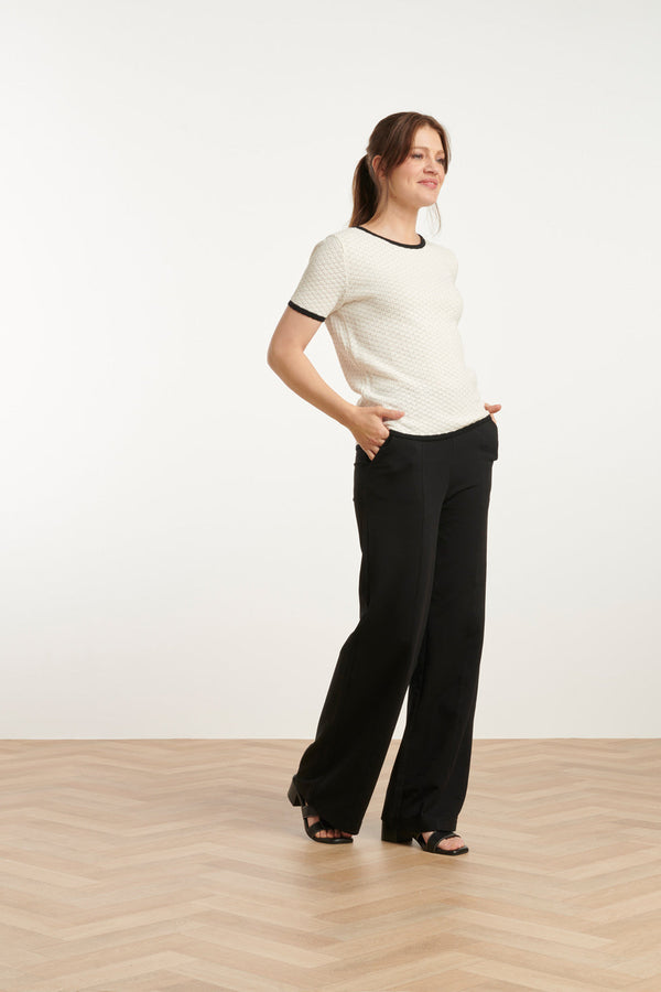 Smashed Lemon 25208 E Zachte Pants Met Wijde Pasvorm | Black