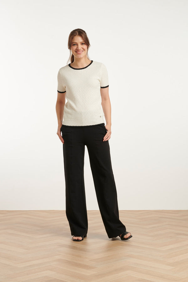 smashed lemon 25208 E Zachte Pants Met Wijde Pasvorm | Black