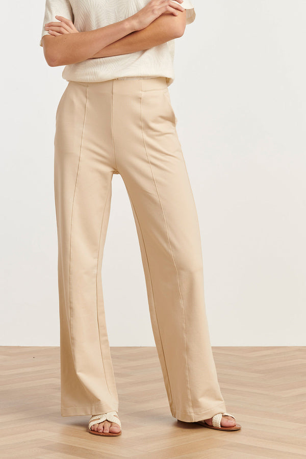Smashed Lemon 25208 E Zachte Pants Met Wijde Pasvorm | Sand