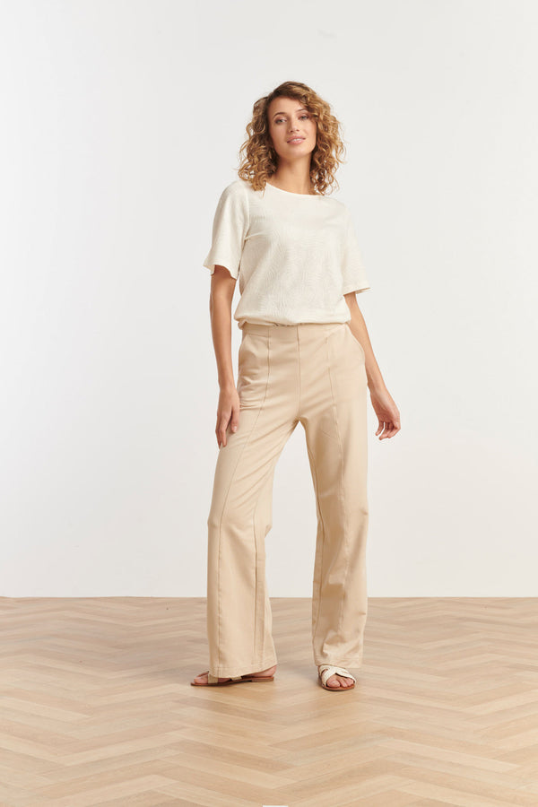 smashed lemon 25208 E Zachte Pants Met Wijde Pasvorm | Sand smashed lemon 25208 E Zachte Pants Met Wijde Pasvorm | Sand