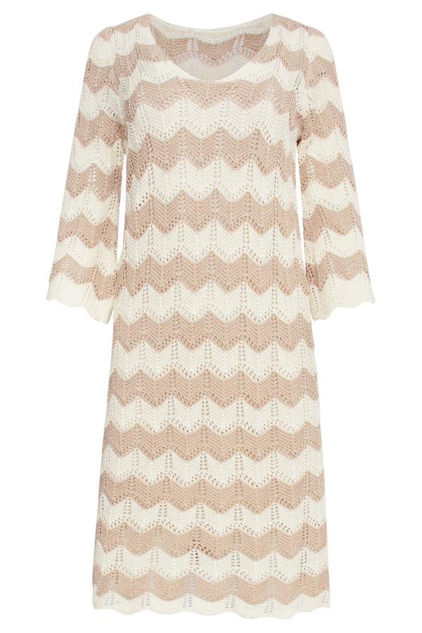 Smashed Lemon 25219 E Zigzag Crochet Jurk | Sand-Off White