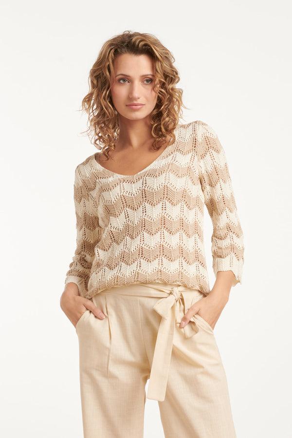 smashed lemon 25220 E Zigzag Crochet Top | Sand-Off White smashed lemon 25220 E Zigzag Crochet Top | Sand-Off White