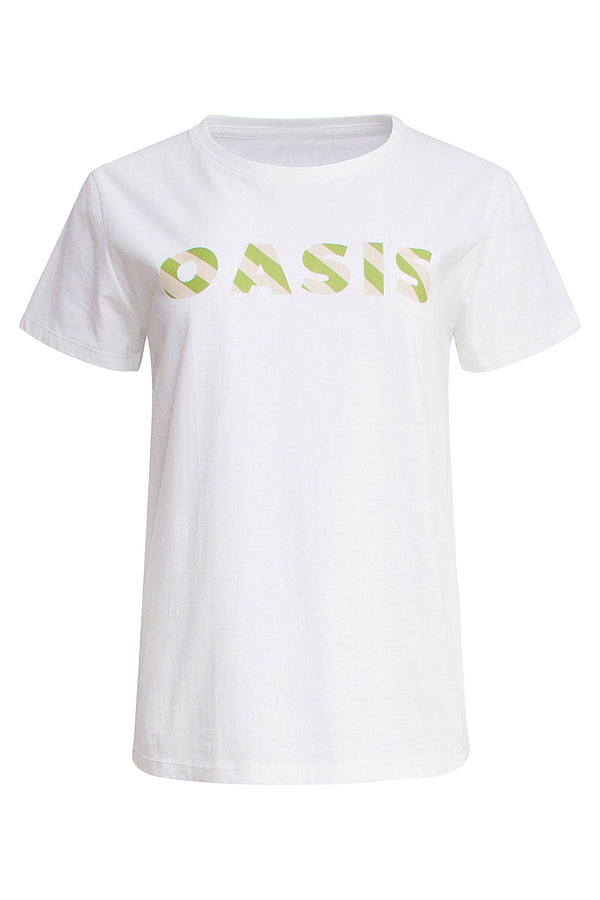 Smashed Lemon 25225 Te Katoenen T-Shirt Met Oasis Print | White-Multicolour