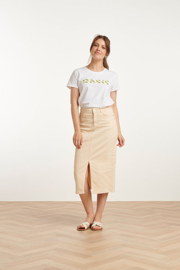 Smashed Lemon 25225 Te Katoenen T-Shirt Met Oasis Print | White-Multicolour