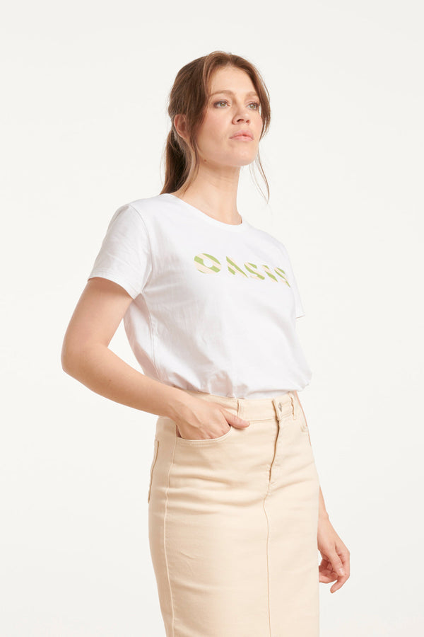 Smashed Lemon 25225 Te Katoenen T-Shirt Met Oasis Print | White-Multicolour