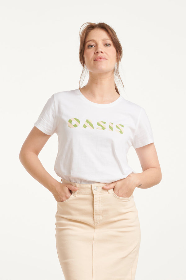 smashed lemon 25225 Te Katoenen T-Shirt Met Oasis Print | White-Multicolour