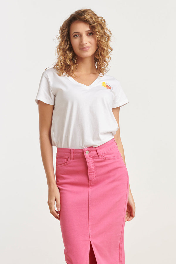 smashed lemon 25227 Te Katoenen T-Shirt Met Citrus Glow Print | White-Multicolour