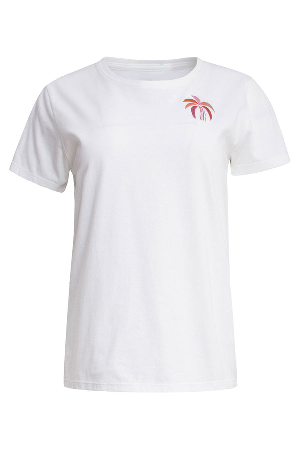 Smashed Lemon 25229 Te Katoenen T-Shirt Met Palm Printborduurwerkperzik | White-Multicolour