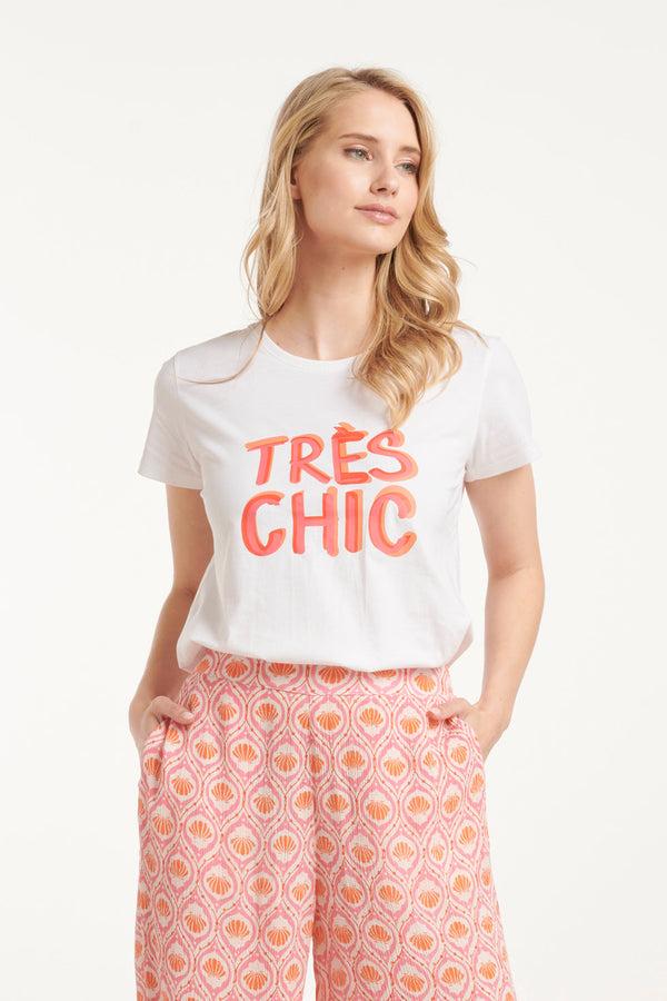 smashed lemon 25231 Te Katoenen T-Shirt Met Tres Chic Opdrukperzik | White-Multicolour
