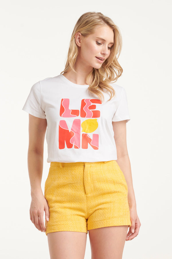 smashed lemon 25232 Te Katoenen T-Shirt Met Lemon Print | White-Multicolour