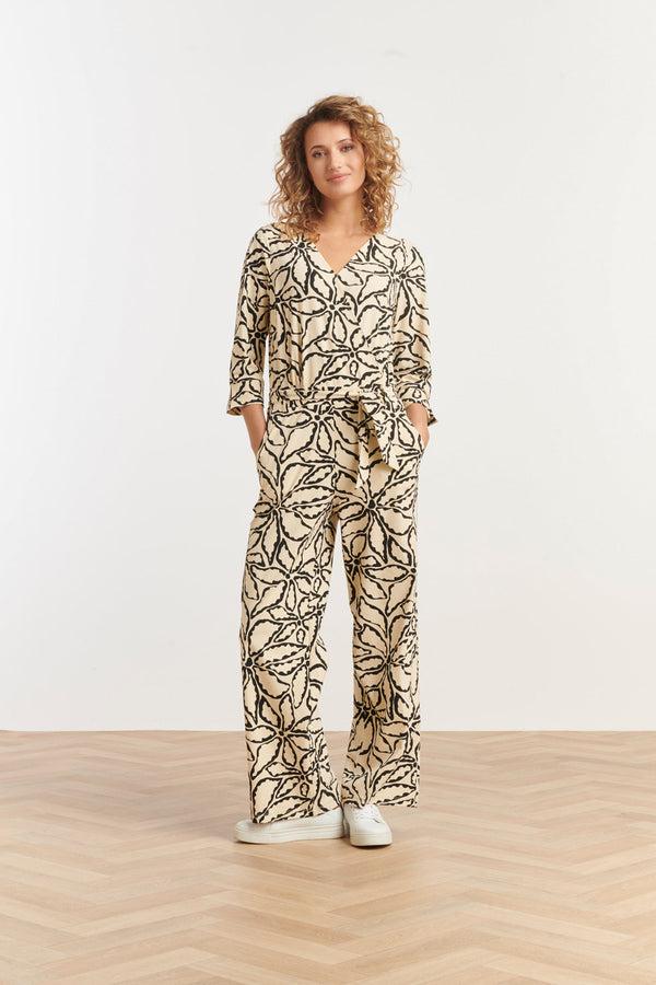 smashed lemon 25241 Jumpsuit Met E Bloemenprinttravel Kwaliteit | Sand-Black