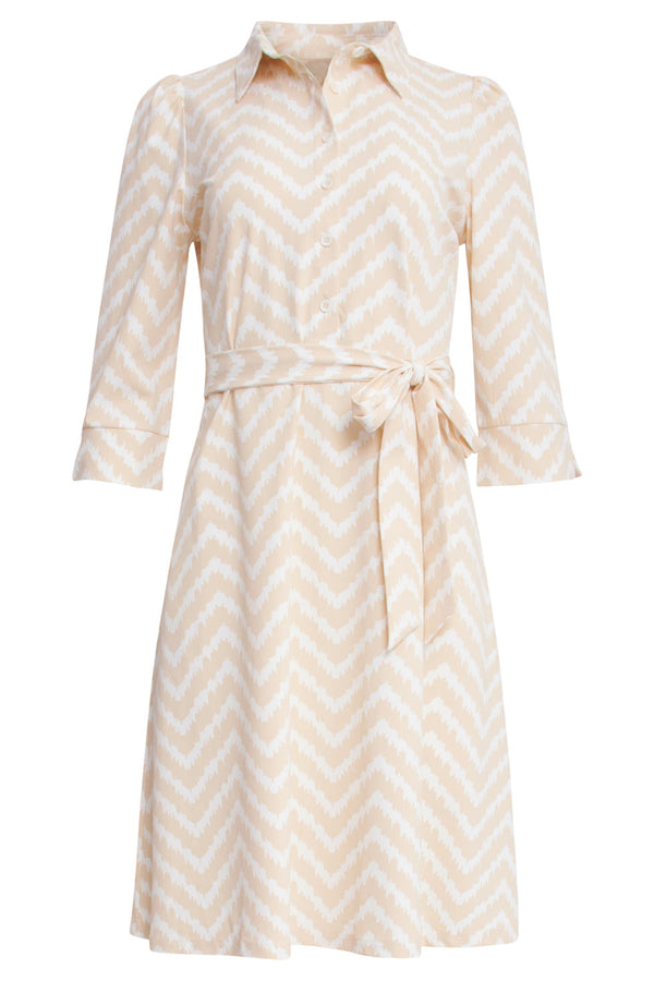 Smashed Lemon 25244 Offwhite Zigzag Geprinte Jurktravelkwaliteit | Sand-Off White