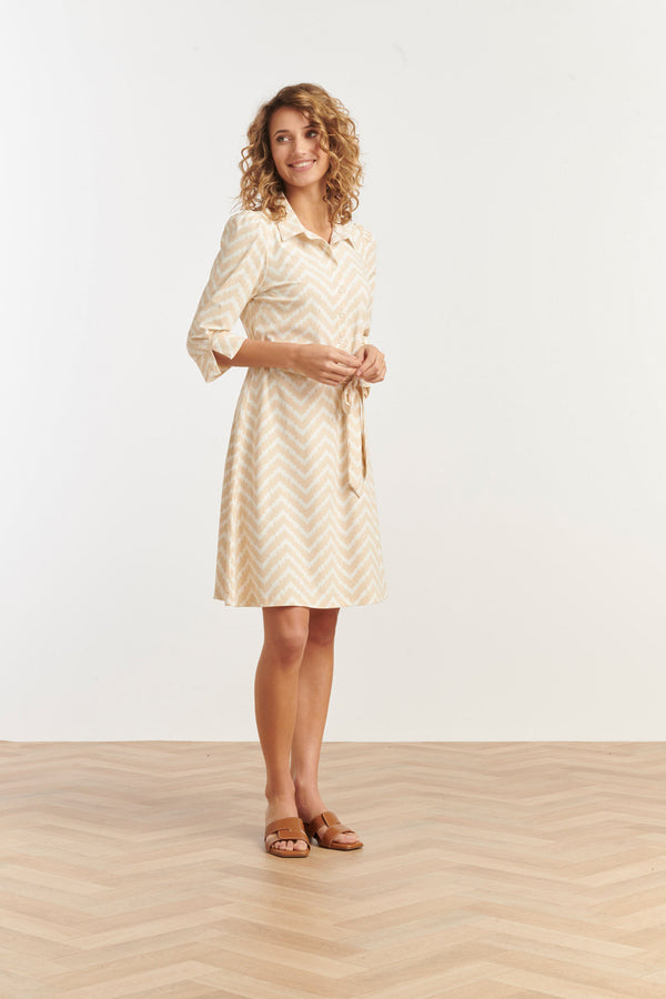 Smashed Lemon 25244 Offwhite Zigzag Geprinte Jurktravelkwaliteit | Sand-Off White