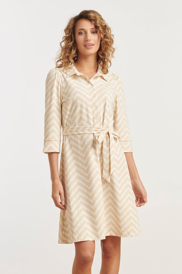 smashed lemon 25244 Offwhite Zigzag Geprinte Jurktravelkwaliteit | Sand-Off White