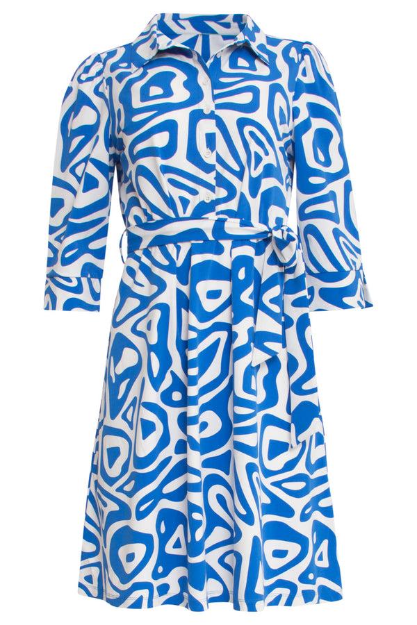 Smashed Lemon 25245 Cobaltte Grafische Geprinte Jurktravelkwaliteit | Cobalt Blue-White