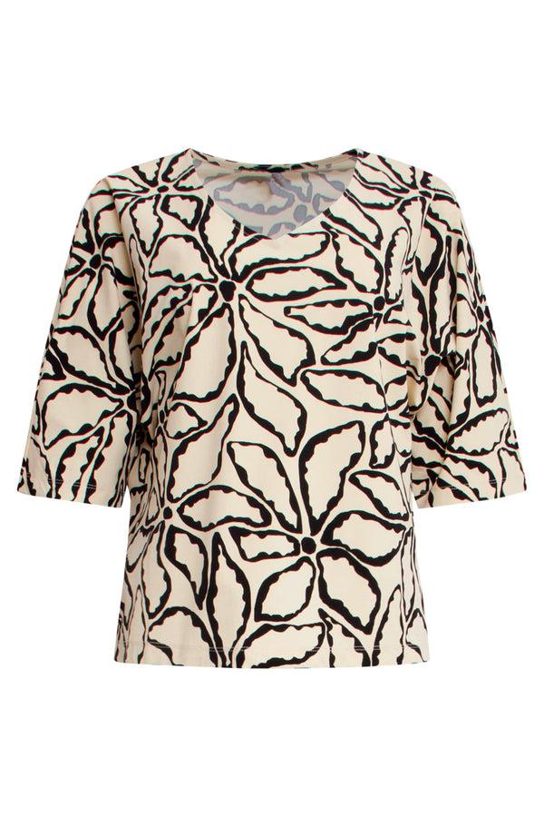 Smashed Lemon 25258 Bloemenprint Toptravelkwaliteit | Sand-Black