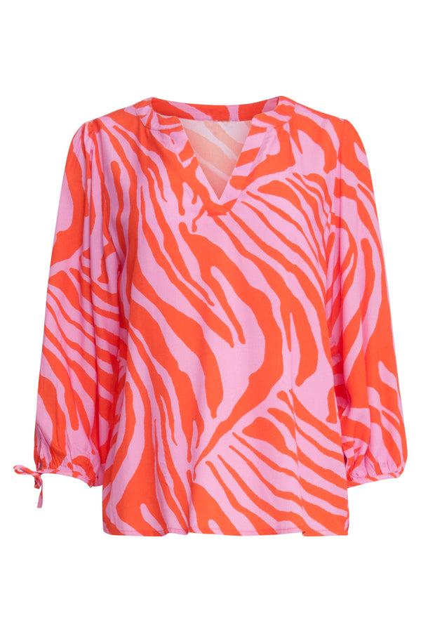 Smashed Lemon 25264 Top Met Dierenprint | Pink-Orange