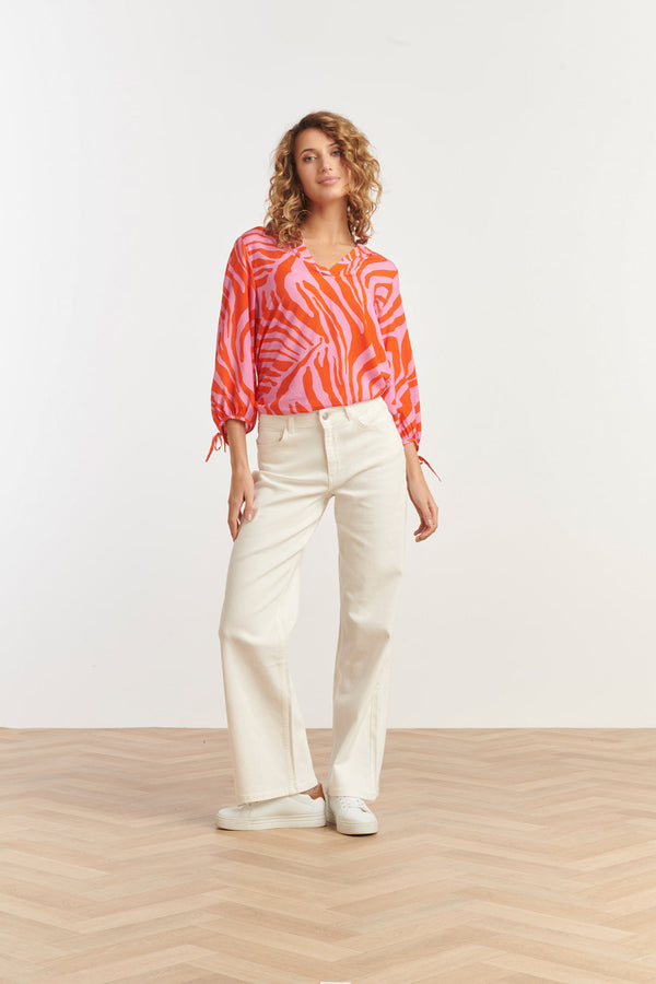 Smashed Lemon 25264 Top Met Dierenprint | Pink-Orange