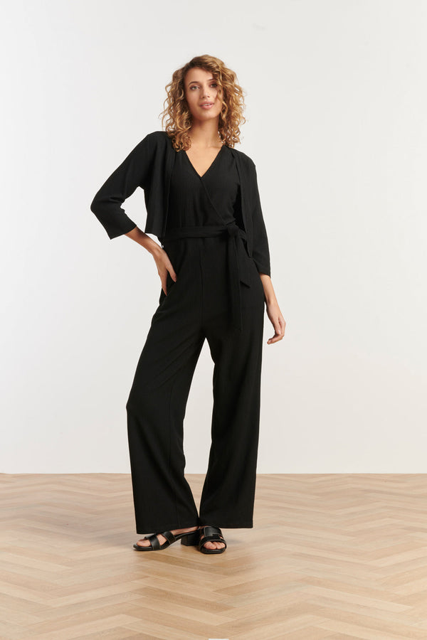 Smashed Lemon 25271 E Stretchy Crinkle Bolero | Black