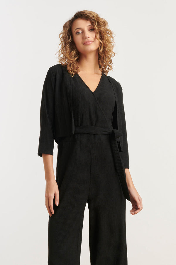 smashed lemon 25271 E Stretchy Crinkle Bolero | Black