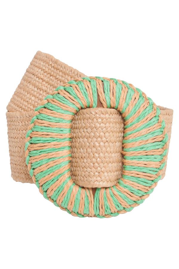 Smashed Lemon 53013 Stretchriemdonker Met Wicker Gesp | Dark Sand- Green