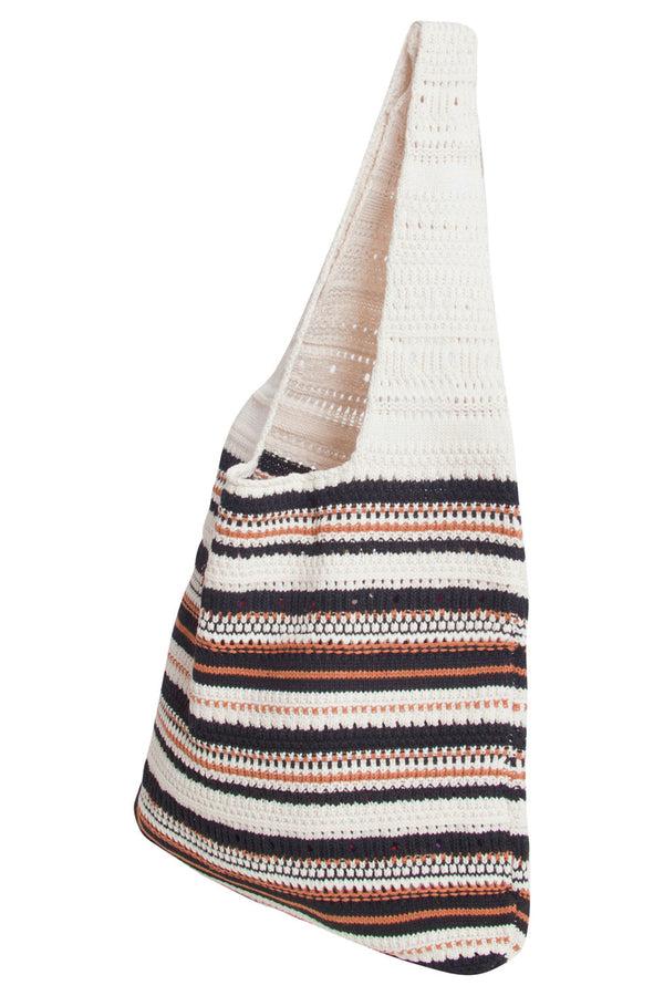 Smashed Lemon 56001 Dames Gehaakte Schoudertas - Multi Gestreepte Structuur | Muticolour