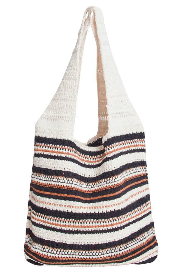 smashed lemon 56001 Dames Gehaakte Schoudertas - Multi Gestreepte Structuur | Muticolour