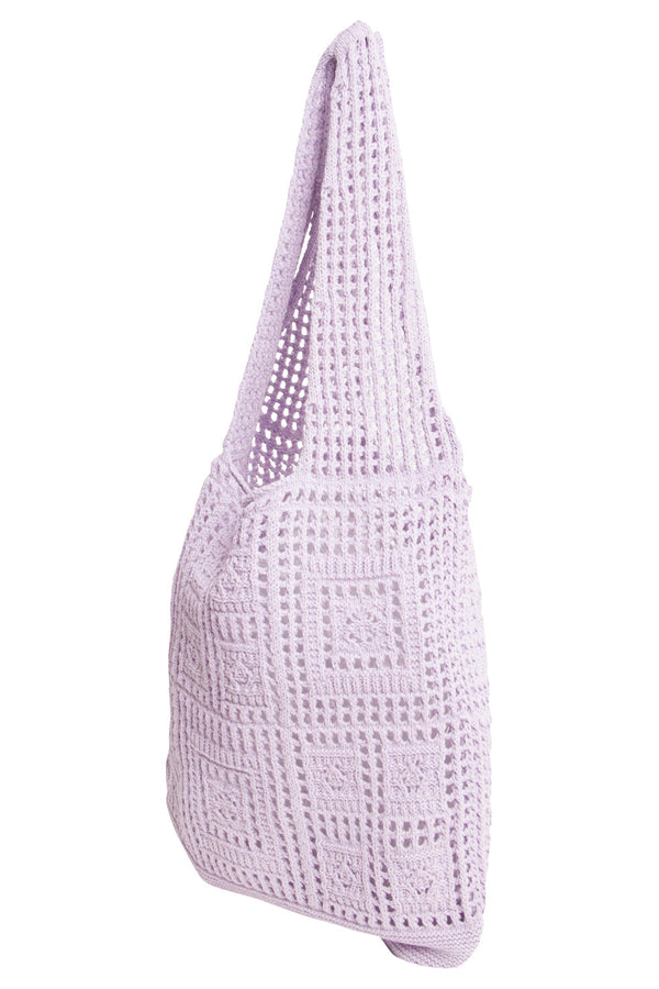 Smashed Lemon 56004 Dames Lavendel Gehaakte Schoudertas - Patchwork Gebreide Structuur | Lavender