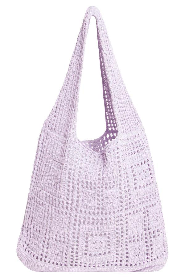 smashed lemon 56004 Dames Lavendel Gehaakte Schoudertas - Patchwork Gebreide Structuur | Lavender
