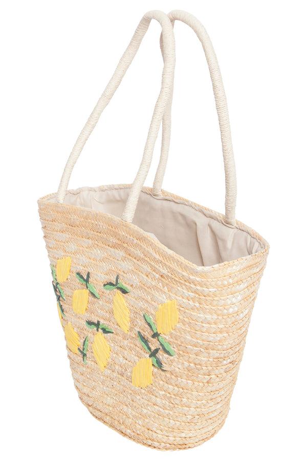 Smashed Lemon 56022 Strandtas - Donker Met Citroen Borduursel | Dark Sand-Multi