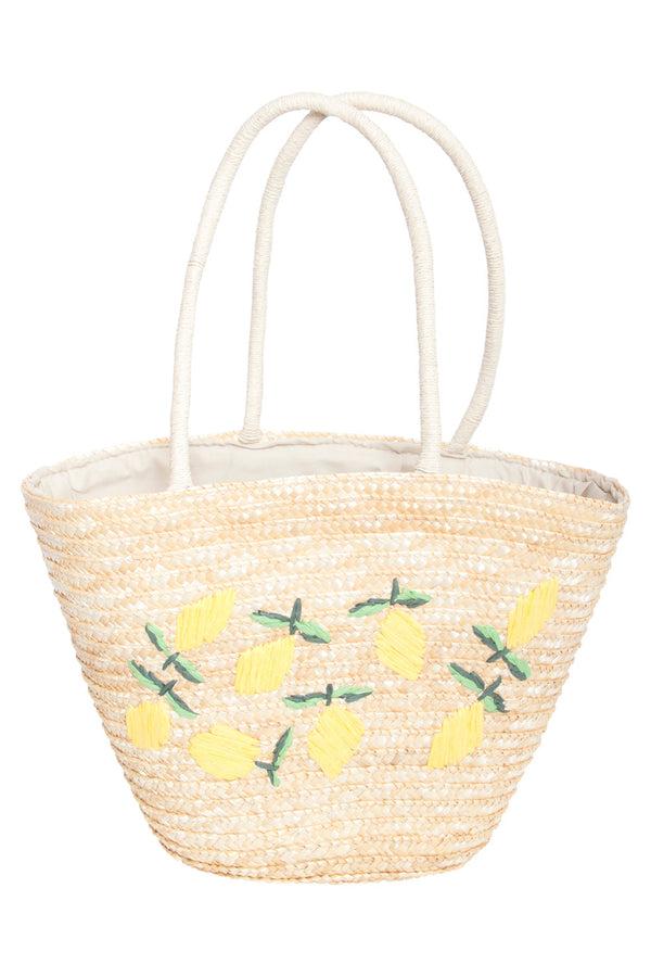 smashed lemon 56022 Strandtas - Donker Met Citroen Borduursel | Dark Sand-Multi