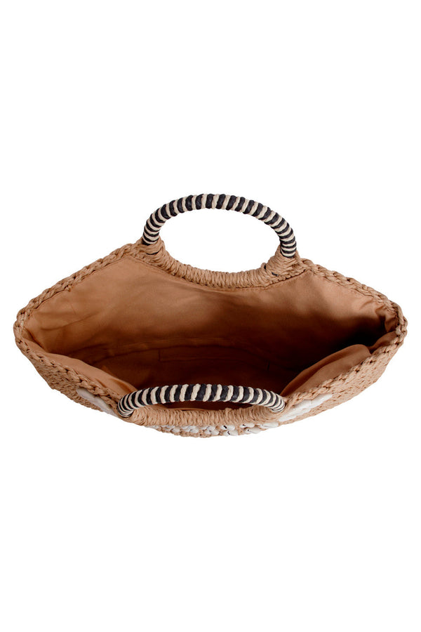 Smashed Lemon 56028 Strandtas - Donker Met Schelpenborduursel | Dark Sand