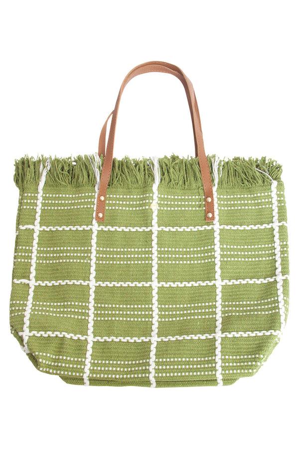 Smashed Lemon 56030 Shopper Schoudertas - Leger Met Geruit Borduurselfranjes | Army Green