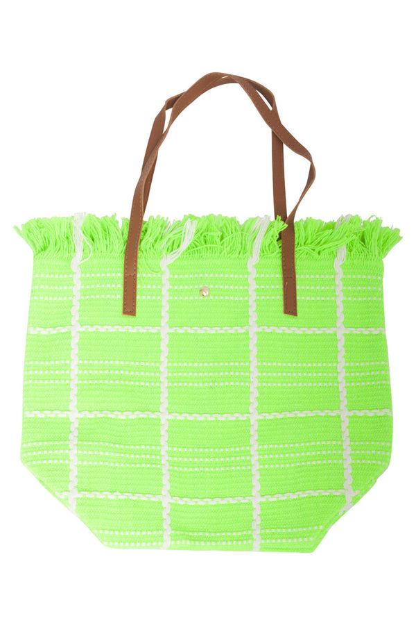 Smashed Lemon 56030 Shopper Schoudertas - Licht Met Geruit Borduurselfranjes | Light Green