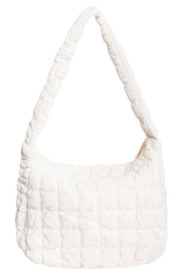 smashed lemon 56031 Mashed Lemon Grote Crossbody Tas - Crème Met Geruite Gestikte Structuur | Creme