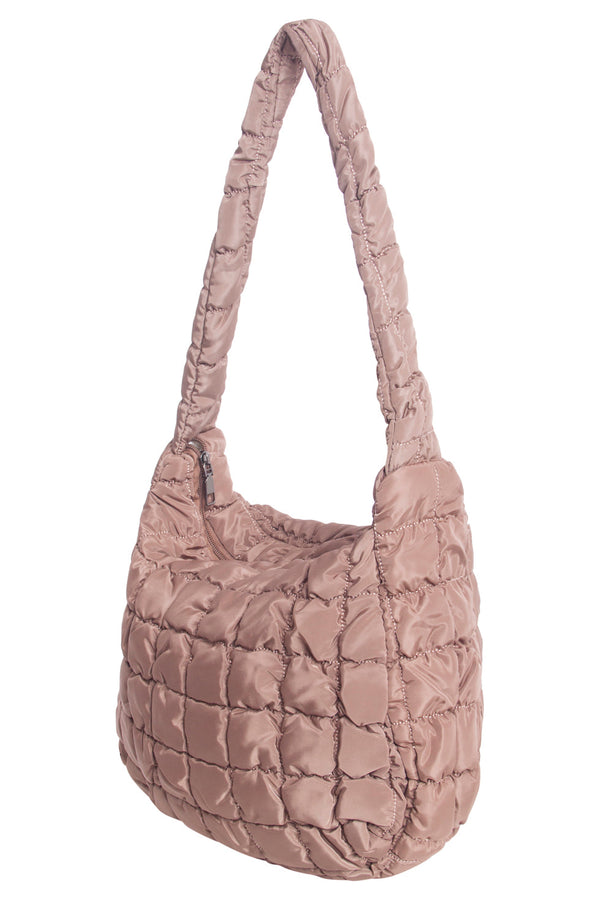 Smashed Lemon 56031 Mashed Lemon Grote Crossbody Tas - Taupe Met Geruite Gestikte Structuur | Taupe