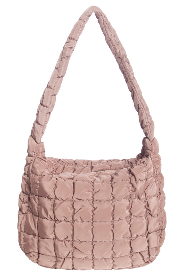 smashed lemon 56031 Mashed Lemon Grote Crossbody Tas - Taupe Met Geruite Gestikte Structuur | Taupe