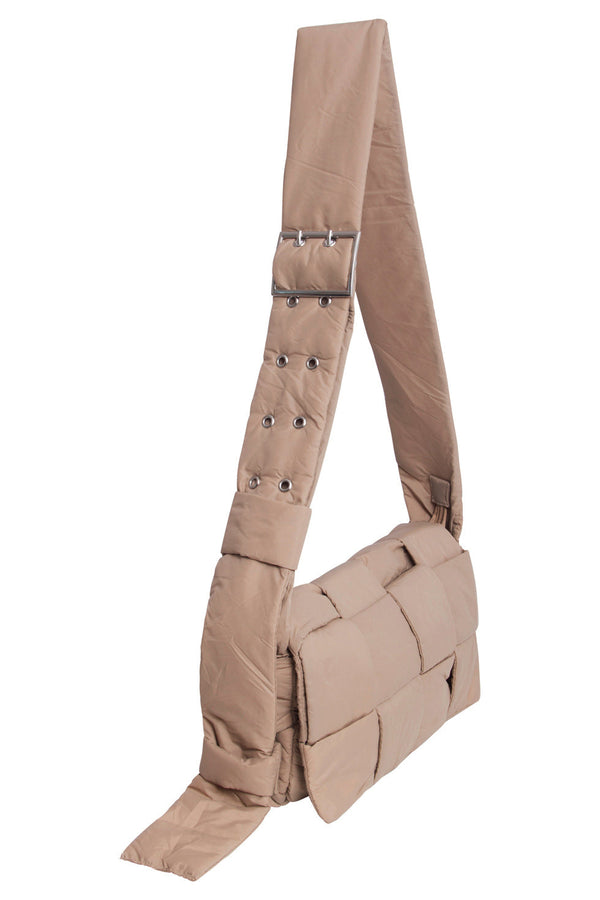 Smashed Lemon 56032 Kleine Crossbody Tas - Taupe Met Gewatteerde Structuur | Taupe