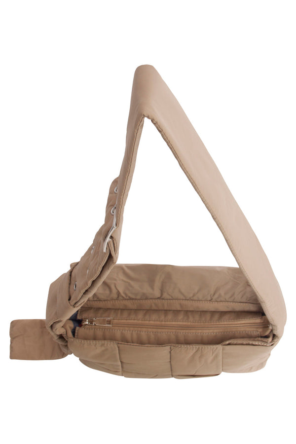 Smashed Lemon 56032 Kleine Crossbody Tas - Taupe Met Gewatteerde Structuur | Taupe