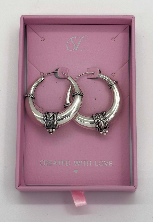 Smashed Lemon 60005 En Boho Hoepel Oorbellen | Silver