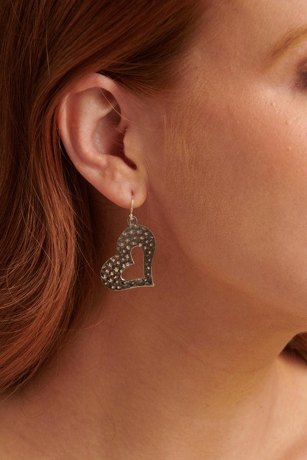 Smashed Lemon 60010 En Hart Oorbellen Met Stippenpatroon | Silver