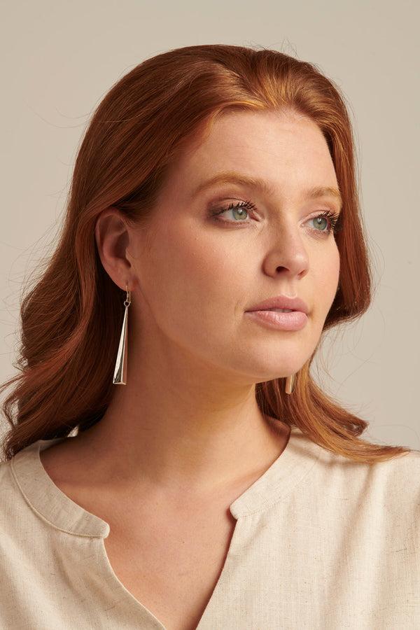 Smashed Lemon 60022 En Platte Langwerpige Hanger Oorbellen | Silver