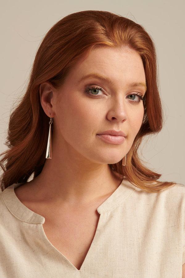 Smashed Lemon 60022 En Platte Langwerpige Hanger Oorbellen | Silver